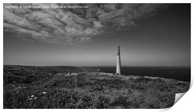 Arsenic Mine, Botallack, Cornwall (mono) Print by Derek Daniel