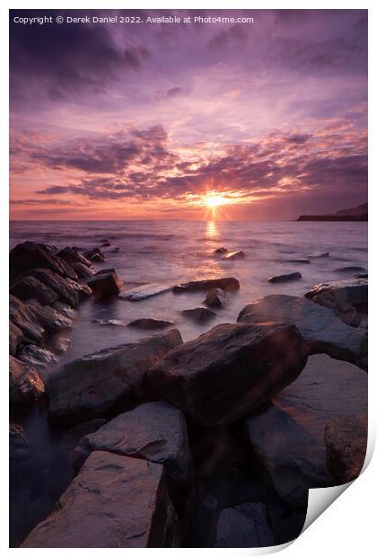 Dazzling Sunset Over Jurassic Coast Print by Derek Daniel
