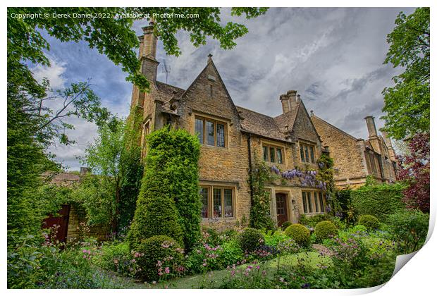 Charming Stone Cottage by the River Print by Derek Daniel