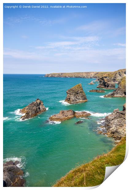 Bedruthan Steps, Cornwall Print by Derek Daniel