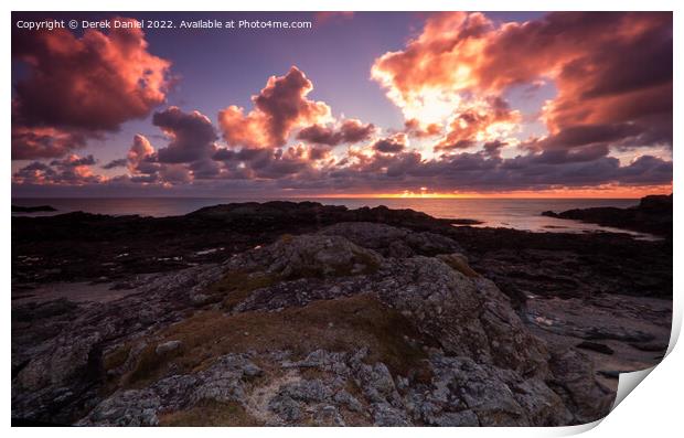Majestic Sunset over Trearddur Bay Print by Derek Daniel