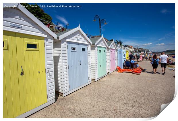 Colourful Beach Huts at Lyme Regis Print by Derek Daniel
