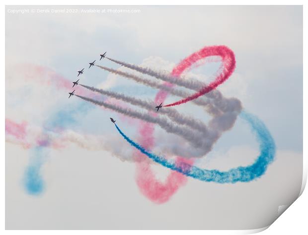 Red Arrows Bournemouth Air Show 2022 Print by Derek Daniel