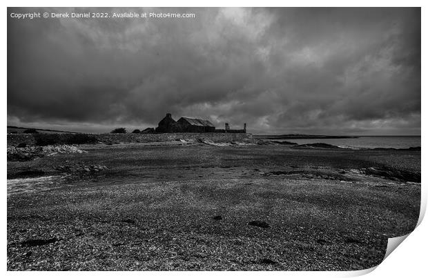 Dark skies over Bryn Aber, Cemlyn Bay, Anglesey Print by Derek Daniel