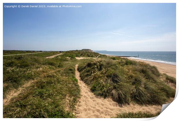 Cliff top walk from Southbourne to Hengistbury Hea Print by Derek Daniel