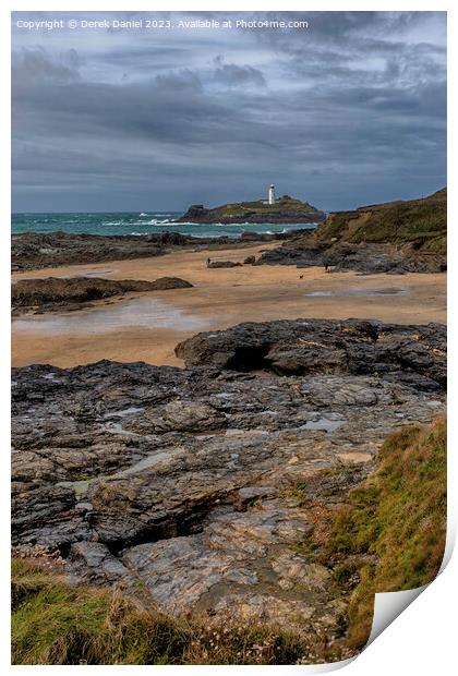 Godrevy Lighthouse, Cornwall Print by Derek Daniel