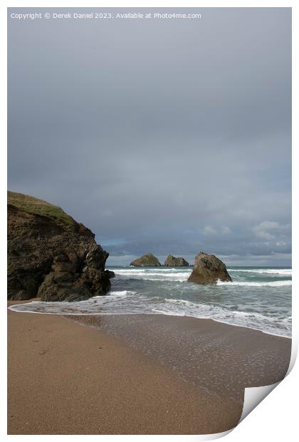 Holywell Beach, Cornwall Print by Derek Daniel