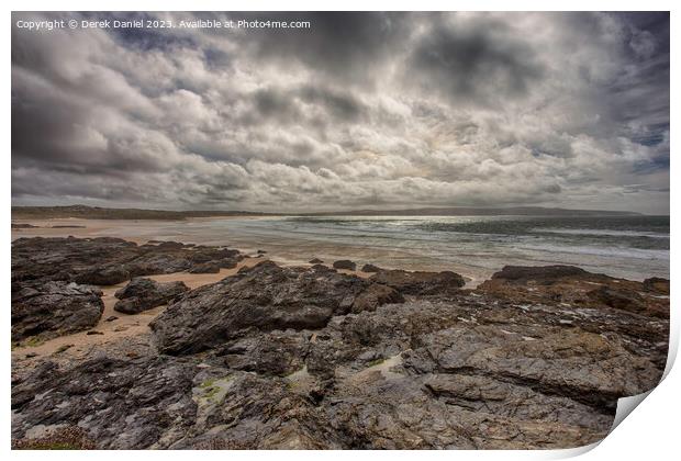 Rocky Beach At Gwithian and Godrevy Print by Derek Daniel