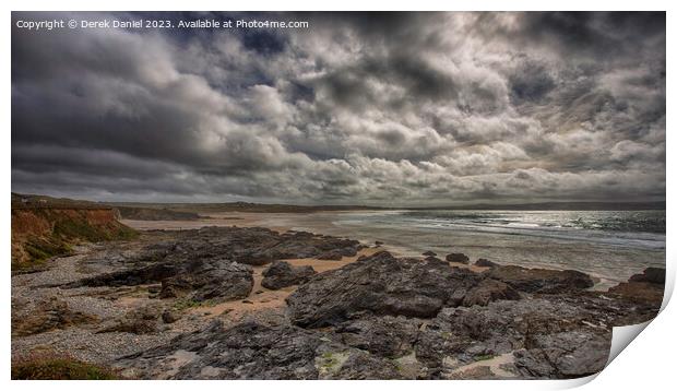 Rocky Beach At Gwithian and Godrevy Print by Derek Daniel