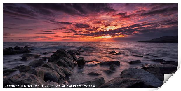 Glorious Sunset over Jurassic Coast Print by Derek Daniel