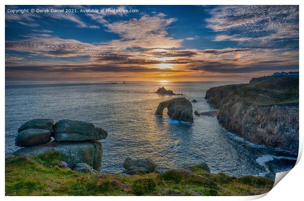 Stunning Sunset over Cornwalls Seascape Print by Derek Daniel