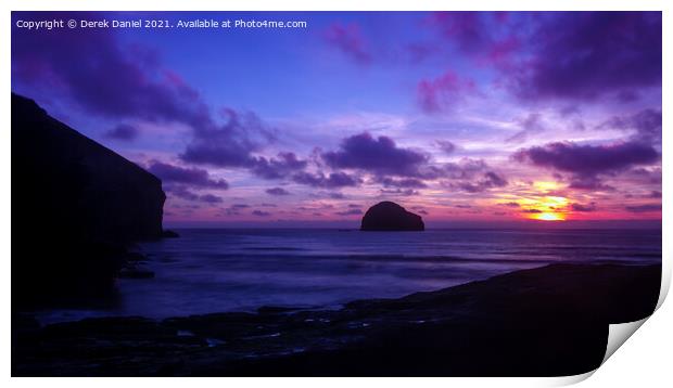 Trebarwith Strand Sunset, Cornwall Print by Derek Daniel