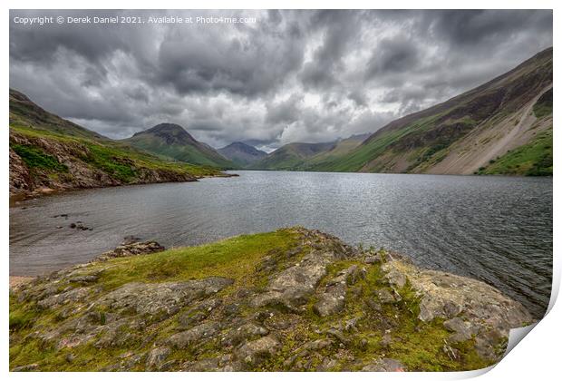 cloudy day at Wastwater in the Lake District Print by Derek Daniel