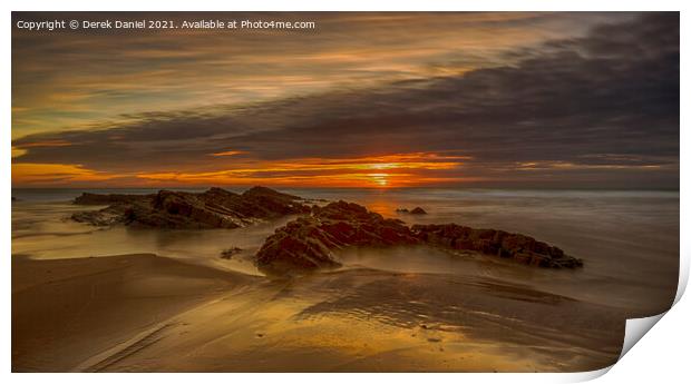 Crooklets Beach Sunset #2, Bude, Cornwall Print by Derek Daniel