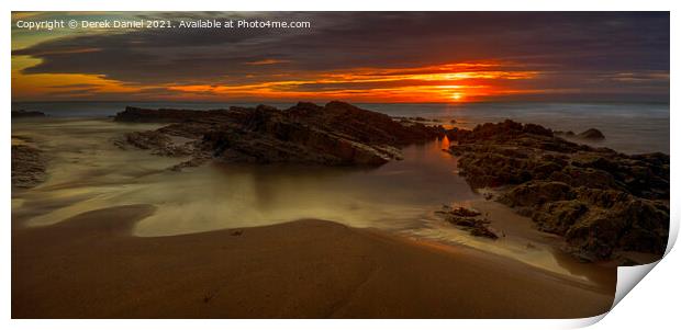Colourful Sunset over Crooklets Beach Print by Derek Daniel