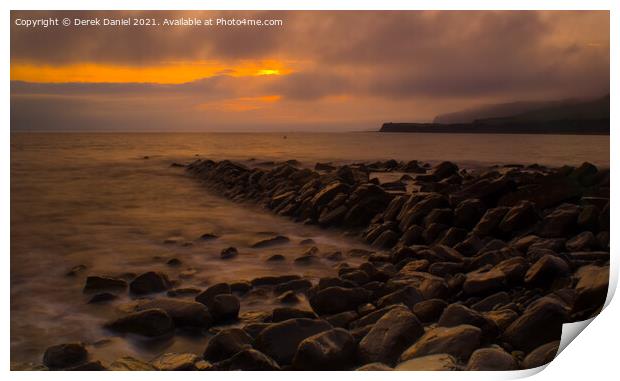 Majestic Sunset at Kimmeridge Bay Print by Derek Daniel