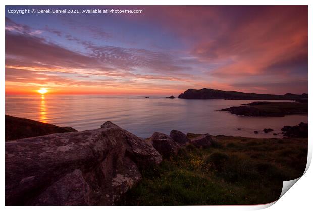 As the Sun goes down, Sybil Head, Dingle Peninsula Print by Derek Daniel
