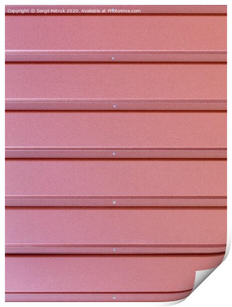Reddish-brown corrugated steel sheet with girizontal guides. Print by Sergii Petruk