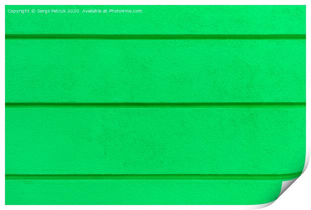 Concrete wall texture bright green plaster with horizontal dividing grooves on the wall. Print by Sergii Petruk