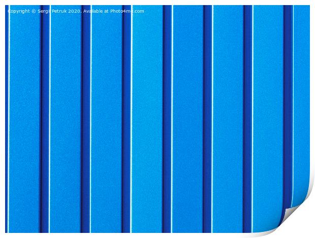 Light blue corrugated steel sheet with vertical guides. Print by Sergii Petruk
