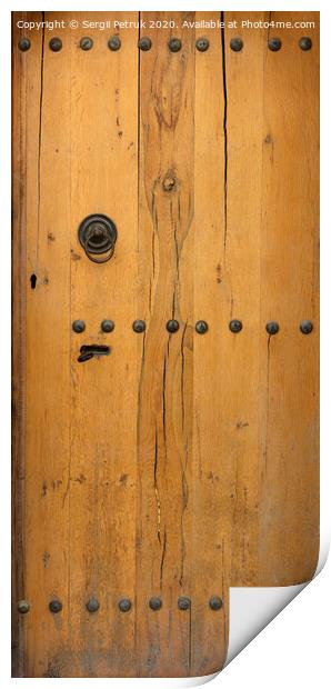 old wooden door with wrought iron rivets Print by Sergii Petruk
