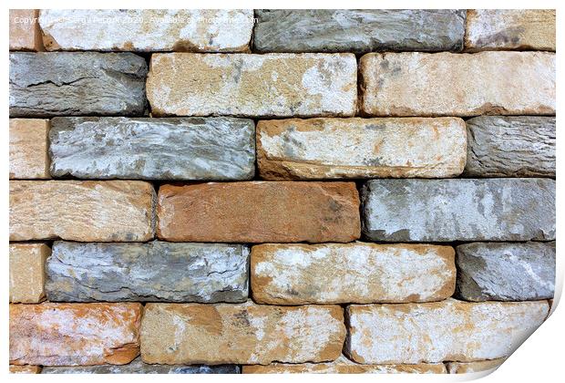 The texture of the stone wall of the old brick, building stone from sandstone. Print by Sergii Petruk