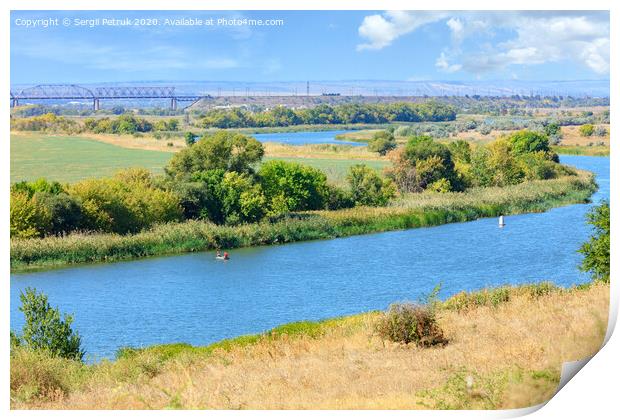 View of the Southern Bug River and the railway bridge on the horizon. Print by Sergii Petruk