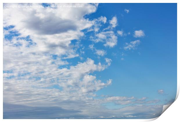 White clouds gradually leave the blue sky, dividing it into two sections Print by Sergii Petruk