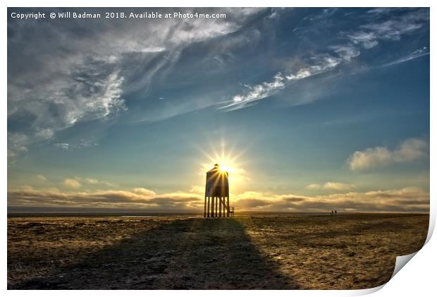 Sunset over Burnham On Sea Lighthouse Print by Will Badman