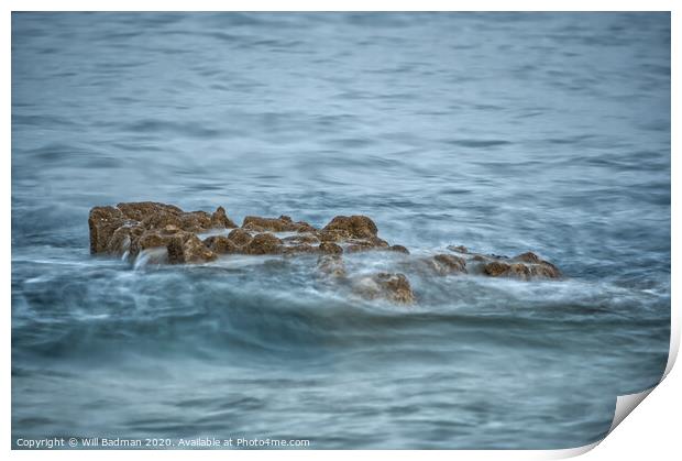 Rocks in the sea Print by Will Badman