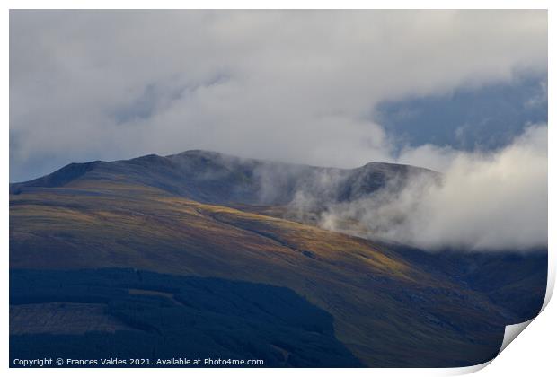 Clouds on Ben Nevis Scotland Print by Frances Valdes