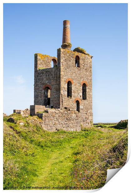 Cornish tin mine Print by David Belcher