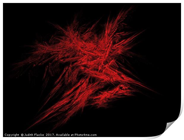 Red fractal explosion - dynamic abstract Print by Judith Flacke