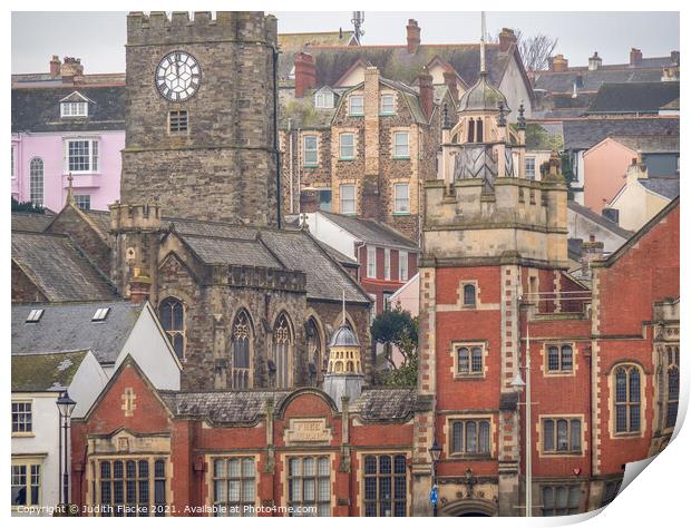 Bideford in winter. Print by Judith Flacke