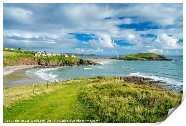 Challaborough Bay and Burgh Island Devon England Print by Ian Woolcock