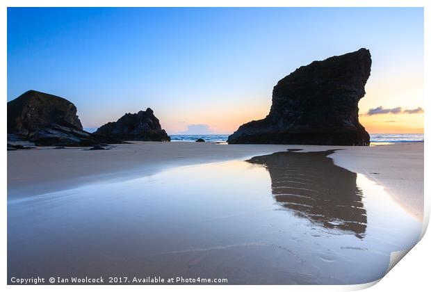 Bedruthan Steps Cornwall England UK Europe Print by Ian Woolcock