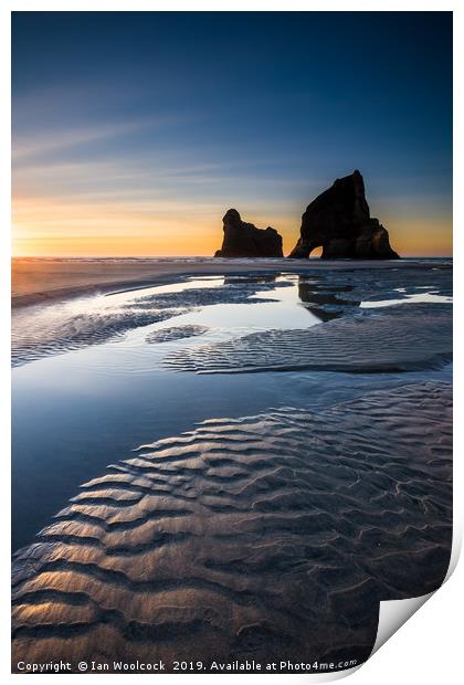 Wharariki Beachon the North Island of New Zealand Print by Ian Woolcock