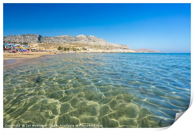 Agathi Beach on the Island of Rhodes Greece Print by Ian Woolcock