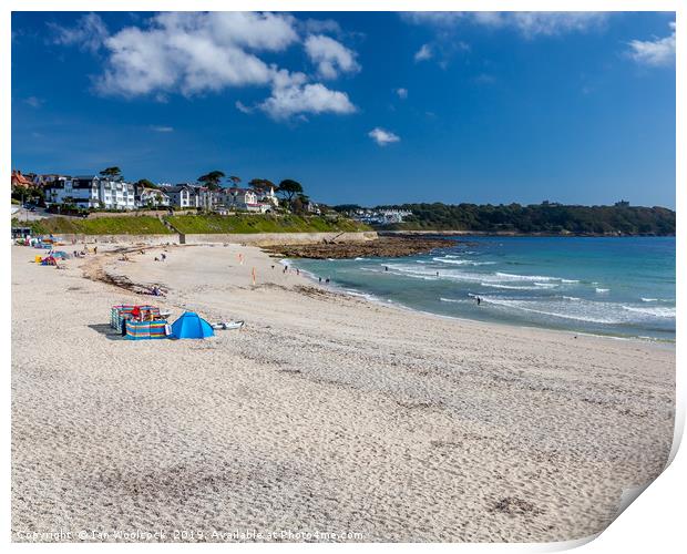 Gyllyngvase Beach Falmouth Cornwall Print by Ian Woolcock