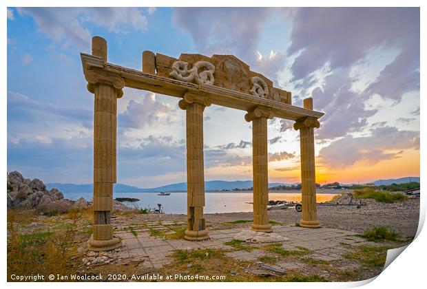 Haraki Beach Rhodes Greece Sunset Print by Ian Woolcock