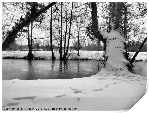 Snowy river side Print by lizzie leeson