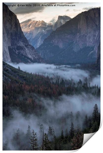 Half Dome and Mist Print by Ken Mills