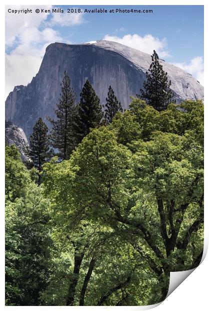 Half Dome and Trees Print by Ken Mills