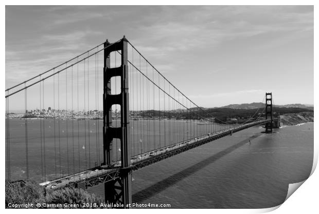 Golden Gate Bridge, San Francisco Print by Carmen Green