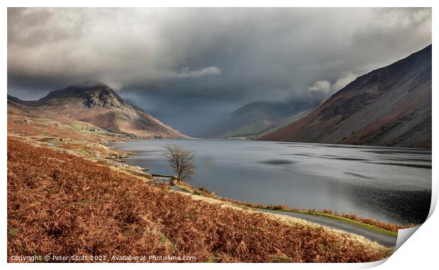 Stormy skies at Wastwater Print by Peter Scott