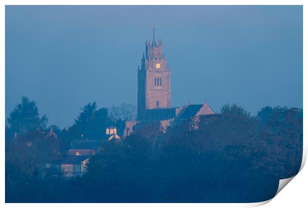 Dawn illumintaes St Andrew's Church, Sutton-in-the-Isle, 1st May Print by Andrew Sharpe