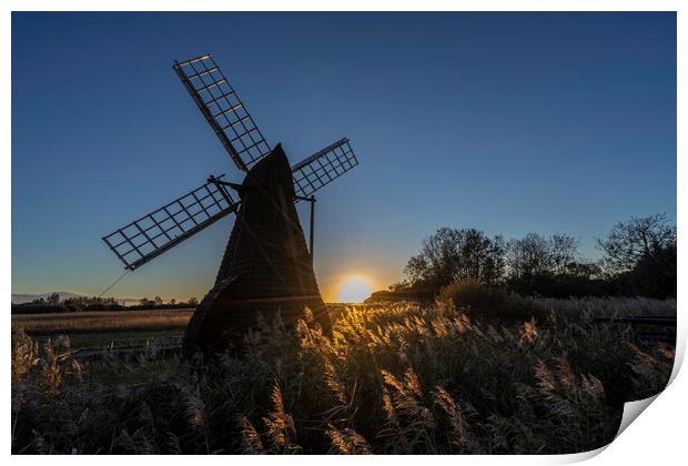 Sunset over Wicken Fen, 28th October 2018 Print by Andrew Sharpe