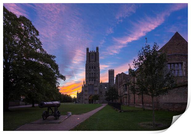 Pre-dawn clouds behind Ely Cathedral, 28th September 2018 Print by Andrew Sharpe