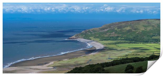 Porlock Beach from Prolock Hill Print by Andrew Sharpe