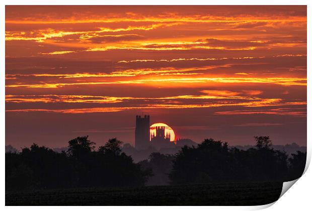 Sunrise over Ely Cathedral, 16th September 2021 Print by Andrew Sharpe